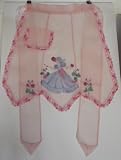 Vintage Pink Apron With Hand Crochet Edging