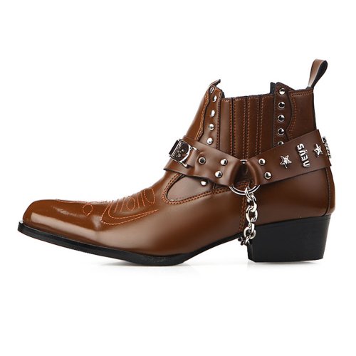 New Mens Fashion Ankle Steel Casual Brown Boots Shoes