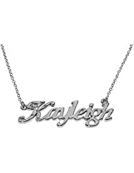 Name Necklaces Kayleigh - Personalized Necklace White Gold Plated 18K, Belcher Chain, 2mm Thick