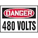Accuform Signs, Label, "DANGER 480 VOLTS", Adhesive Dura-Vinyl
