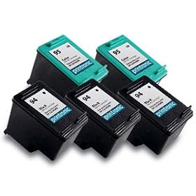 5-Pack (3 Black & 2 Color) HP 94 C8765WN & HP 95 C8766WN Compatible Combo Ink Cartridges Pack