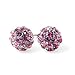 Pink Crystal Ball Stud Earrings Fashion Jewelry