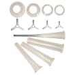 12-Piece Universal Stuffing Funnel Kit, (4 stuffing stars, 4 adapter flanges, 1 10mm SS snack stick funnel & 3 Foods Sausage