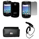 EMPIRE Black Leather Case Pouch with Belt Clip and Belt Loops + Black Rubbe ....