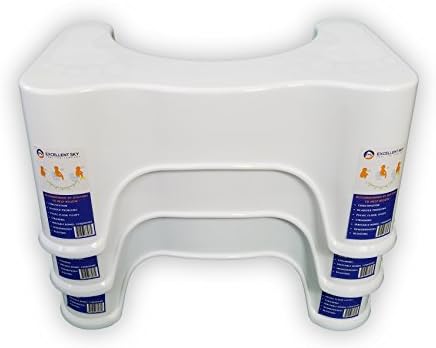 NEW 2016 The Bestselling ExSky Plastic Toilet Squatty Potty Stool Premium Quality White 8" Pack of 3