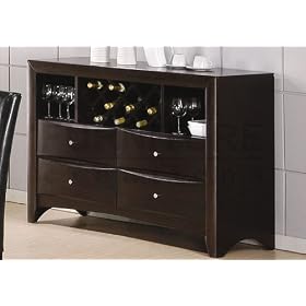 Server with Wine Rack Rich Cappuccino Finish by Coaster