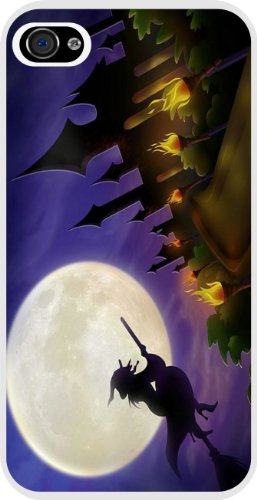 Rikki KnightTM Halloween Witch Silhouette on Purple White Hard Case Cover for Apple iPhone® 4 & 4s Universal: Verizon - Sprint - AT&T - Unisex - Ideal Gift for all occassions!