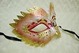 Venetian Pink with Red and Gold Glitter Half Face Mask
