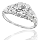 ART DECO ANTIQUE ROUND VINTAGE CUSHION RING 14K SETTING