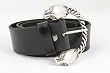 Tobacco Road custom Black Italian Leather Belt Chained Panther Heads Buckle