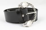 Tobacco Road custom Black Italian Leather Belt Chained Panther Heads Buckle