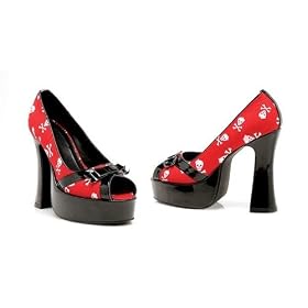 Click here to buy 557-Skully Platform Peep Toe Pumps With Skulls High Heel Shoes by All Sexy Shoes.