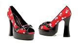 Women's 557-Skully 5 Heel Satin Skull Peep Toe