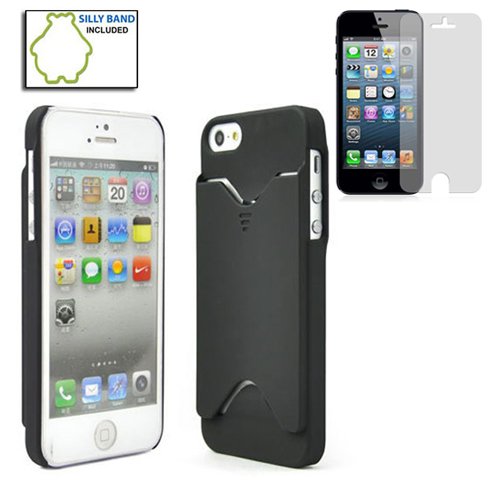 SmackTom(TM) Hard Back Case Cover Skin with ID Credit Card Slot Holder for iPhone 5 5G 6th Gen With Clear Screen Protector