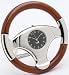 LUXURY CAR STEERING WHEEL DESK CLOCK WITH BLACK DIAL WALNUT WOOD