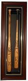 Double Bat Mahogany Cabinet Style Display Case with Engraved MLB Team Logo