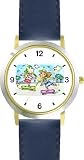 Boy and Girl Skateboarding or Skate Boarding Theme - WATCHBUDDY  DELUXE TWO-TONE THEME WATCH - Arabic Numbers - Blue Leather Strap-Children's Size-Small ( Boy's Size & Girl's Size )