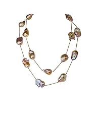 Baroque Pearl Necklace 14k Yellow Gold 42 inches Length