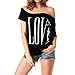 FUNOC Womens Short Sleeve Loose White T Shirt Summer Casual Lover Tops Blouse
