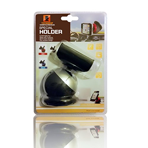 TechGrip-Car Mount,Universal Dashboard and Windshield Cellphone Car Mount Holder/Cradle(Black) for Apple iPhone 6,iPhone 5 5S 5C, Samsung Galaxy S5 S4 S3 S2,HTC One M8,Nexus 5, Moto G with Super Suction Sticky Gel Pad, Progrip Universal 360 Degree Rotation