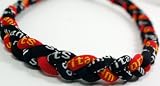 20 Ionic Titanium Baseball Braided Necklace Sports Softball Black & Red
