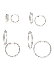 14k White Gold Round CZ Huggie Earrings 20 26 34 42 MM