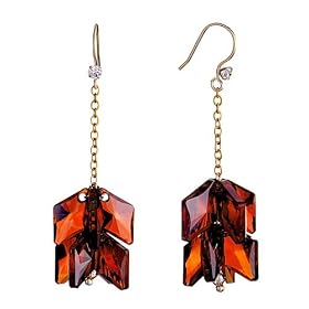 Golden And Green Glitter Powder Black Ball Dangle Earrings
