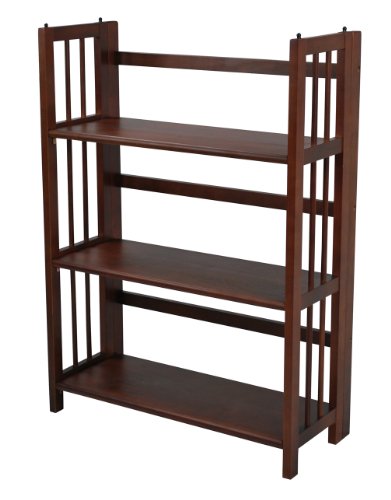 Yu Shan 3-Shelf Folding Stackable Bookcase, Walnut