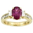 14K Yellow Gold Rubellite and Diamond Ring