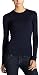 Three Dots Women's Longsleeve Crewneck Tee,Deep Ocean,Medium
