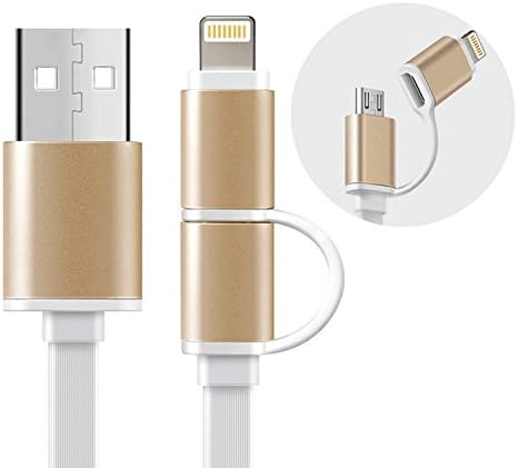 2-in-1 Sync and Charge Cable with Lightning &amp; micro USB connectors for iPhone 5c, 6, 6Plus, iPad Air, ipad mini, Samsung Galaxy S3 S4 S5 S6, HTC, Sony and more (White)