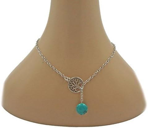 AmazingOS® Turquoise Drop Dangle Pendant Necklace Tree of Life Choker Jewerly