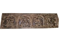 Indian Carving Hindu Antique Bed Decor Hand Carved Scalloped Top Kamasutra Headboard India Furniture 72 Inch