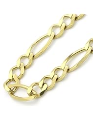 14K Gold 6mm Italian Flat Figaro Chain Necklaces ( Available Length 18", 20", 22", 24", 26")