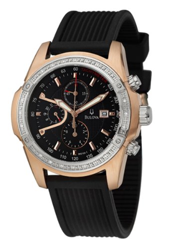 Bulova Men's 98E109 Diamond Case Black Dial Watch