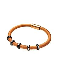 Black Rhodium 5 Cubic Zirconia Bar On A Rose Gold Plated Sterling Silver Italian Band Bracelet Length 7 " Width 4.8mm Lock Magnetic