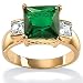 Green/White Crystal Goldtone Ring