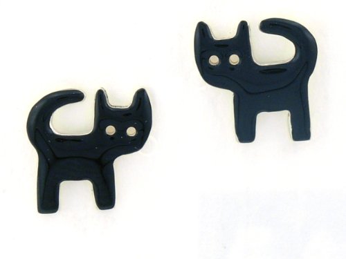 Black Cat Enamel & Sterling Silver Post Earrings