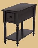 41qLApV8uFL. SL160  Anthony California End Table with Drawer, Distressed Black Finish   OET22 02B