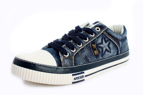 Arider W8577 Women Stone-Washed Denim Fashion Sneakers - Navy