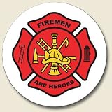 FIREMEN ARE HEROS Cross crest symbol Auto Coaster, Single Coaster for Your Car cup holder - fire fighter man