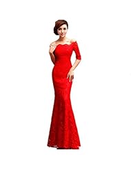 Sexy Mermaid Off the Shoulder Elbow Length Sleeves Lace-Up Evening Dress/Wedding Party Dress 