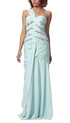 Beaded Ruched Striped Print Chiffon One Shoulder Evening Dress/Prom Dress  with a Brush/Sweep Train 