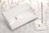 Cream Sash Guest Book with Pen Set