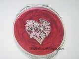 Beautiful Jeweled Mirror Compact -Heart
