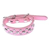 DINGANG Lovely Bling Rhinestone PU Leather Crystal Diamond Pet Dog Cat Puppy Collar