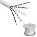 Cat6A 10G 1000ft, White Solid Bare Copper 23AWG 4 Pair, Unshielded Twisted Pair (UTP), Bulk Ethernet Cable