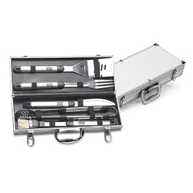 Stainless Steel 6-Piece Barbecue Tool Set With BBQ Aluminum Carrying Case by CC Home Furnishings