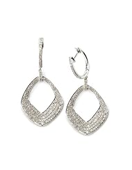 14k White Gold, Diamond Shape, Semi Filled, Diamond Earring, with .94 Cttw of Diamonds, (G-H Color, SI1-SI2 Clarity)