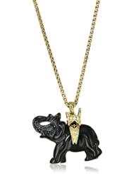 Kenneth Jay Lane 30" Gold Chain and Black Elephant Pendant Necklace